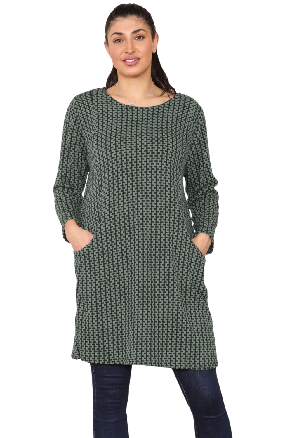 Italian Long Sleeves Knitted 2 Pocket Mini Dress