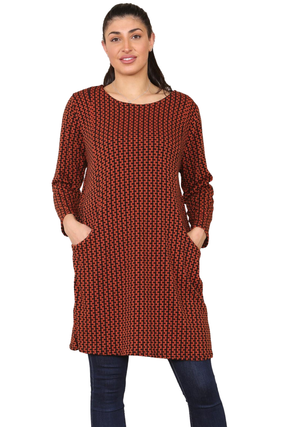 Italian Long Sleeves Knitted 2 Pocket Mini Dress