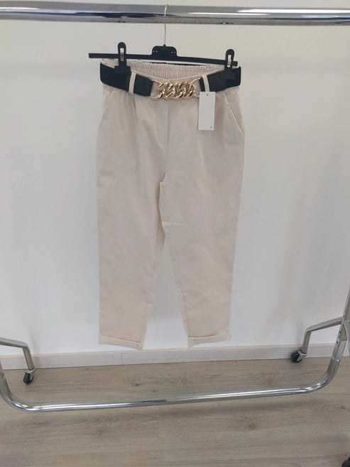 Gold Chain Stretch Belt Trouser