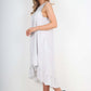 Italian Lace Neckline Dipped Hem Dress