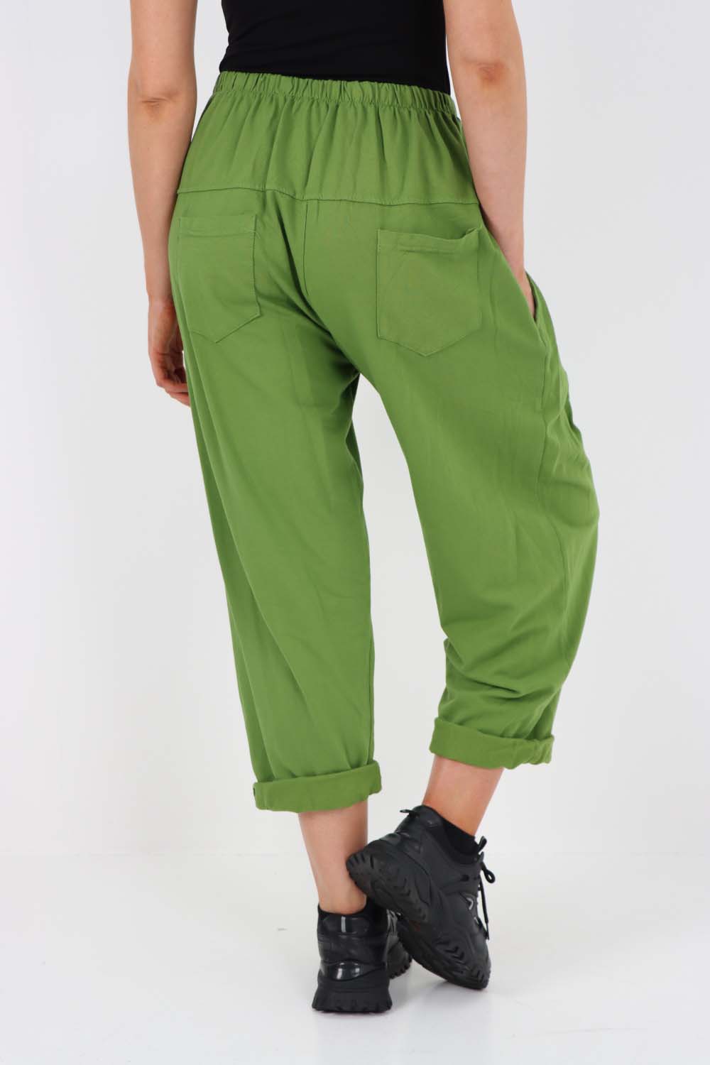 Italian Pleated Cotton Trousers With Side Pockets