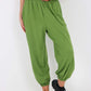 Italian Ruched Hem Cotton Trousers With Side Pockets