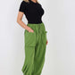 Italian Drawstring Cotton Harem Trousers With Side Pockets