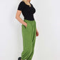 Italian Ruched Hem Cotton Trousers With Side Pockets