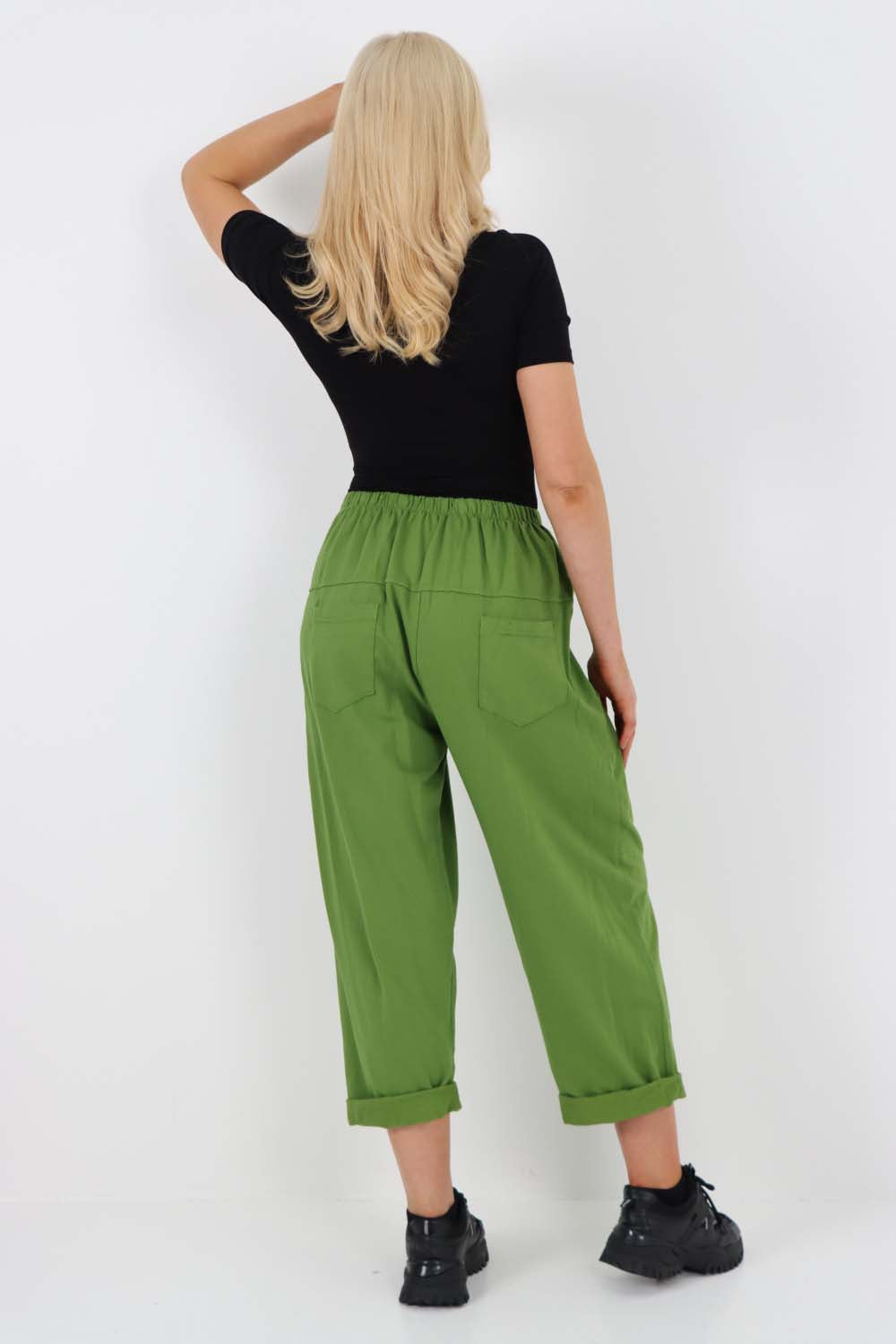 Italian Pleated Cotton Trousers With Side Pockets
