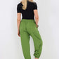 Italian Ruched Hem Cotton Trousers With Side Pockets