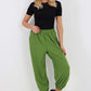 Italian Ruched Hem Cotton Trousers With Side Pockets