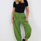 Italian Drawstring Cotton Harem Trousers With Side Pockets