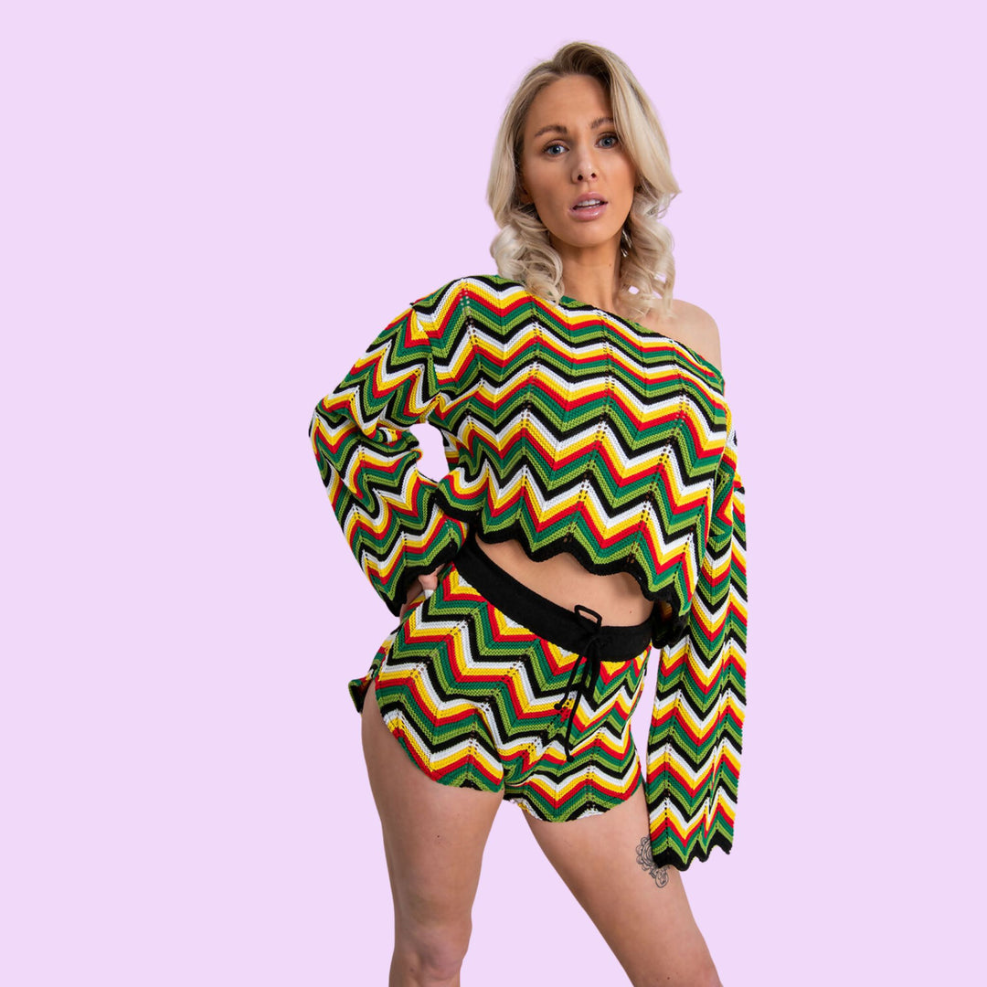 AZTEC MULTI ZIG ZAG SHORT SET