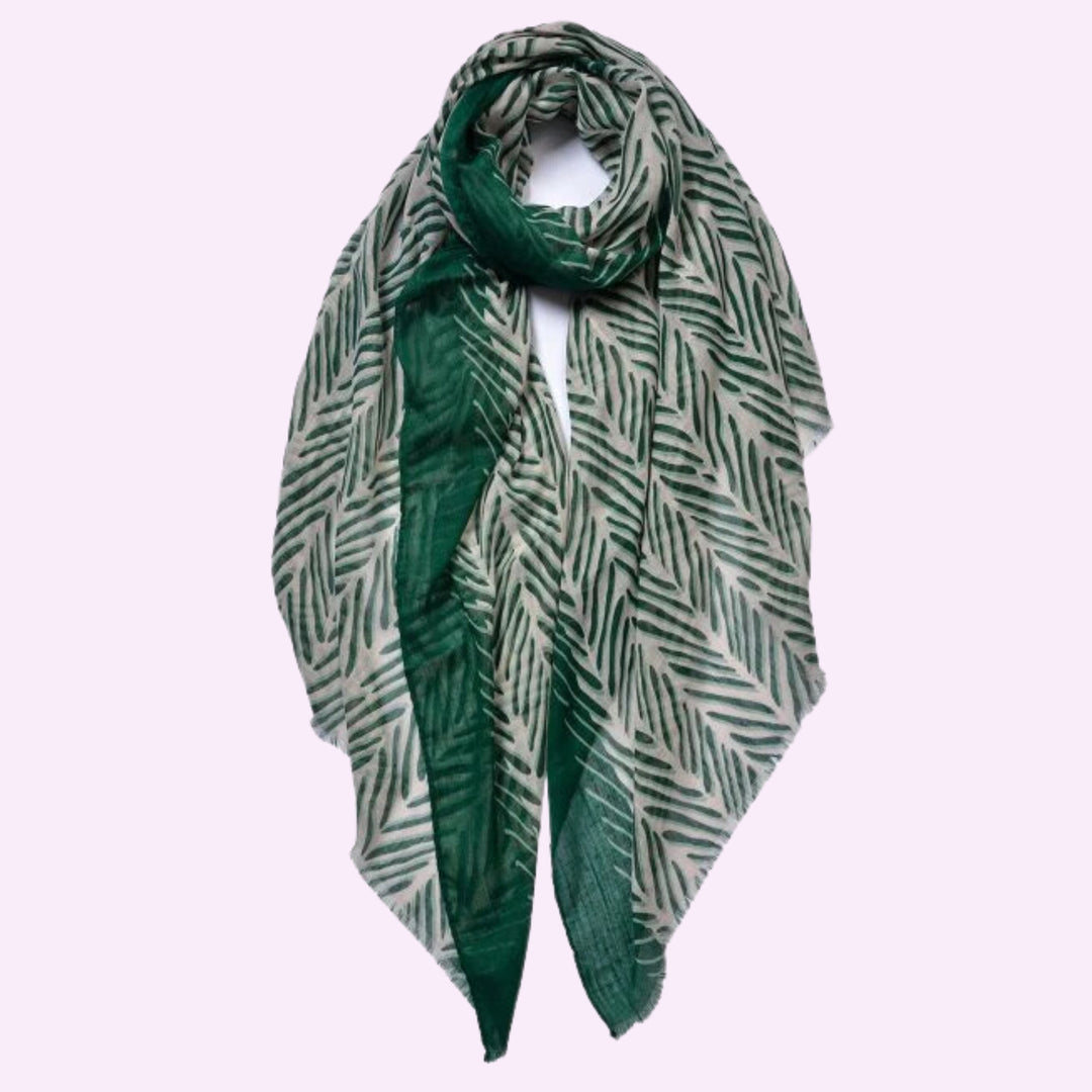 Branch Pattern with strip Edge Print Scarf