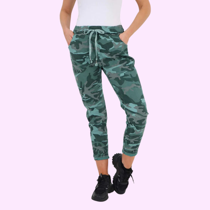 Italian Drawstring Camo Side Pockets Trousers