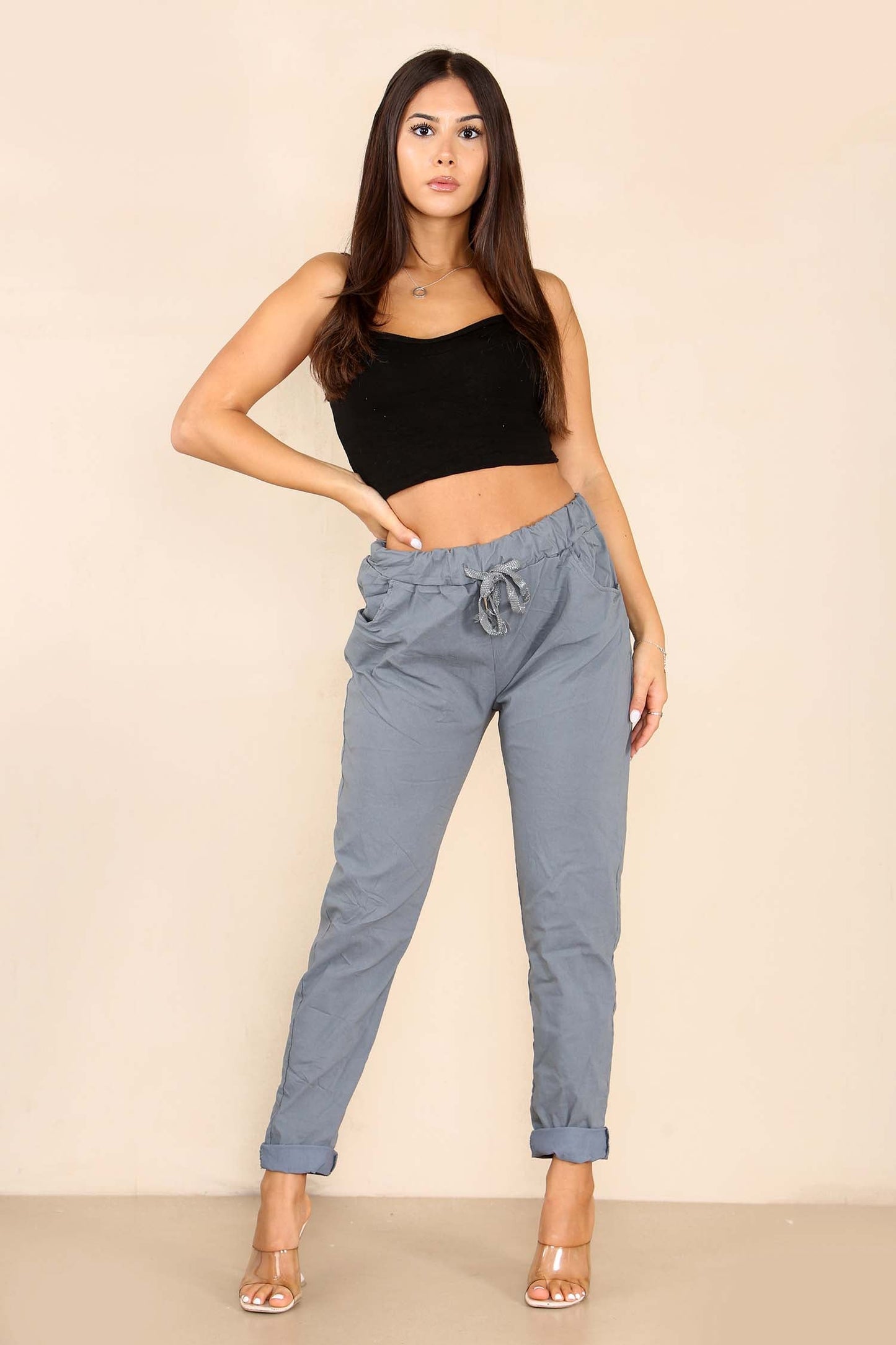 Italian Glitter Drawstring Waistband Magic Pants