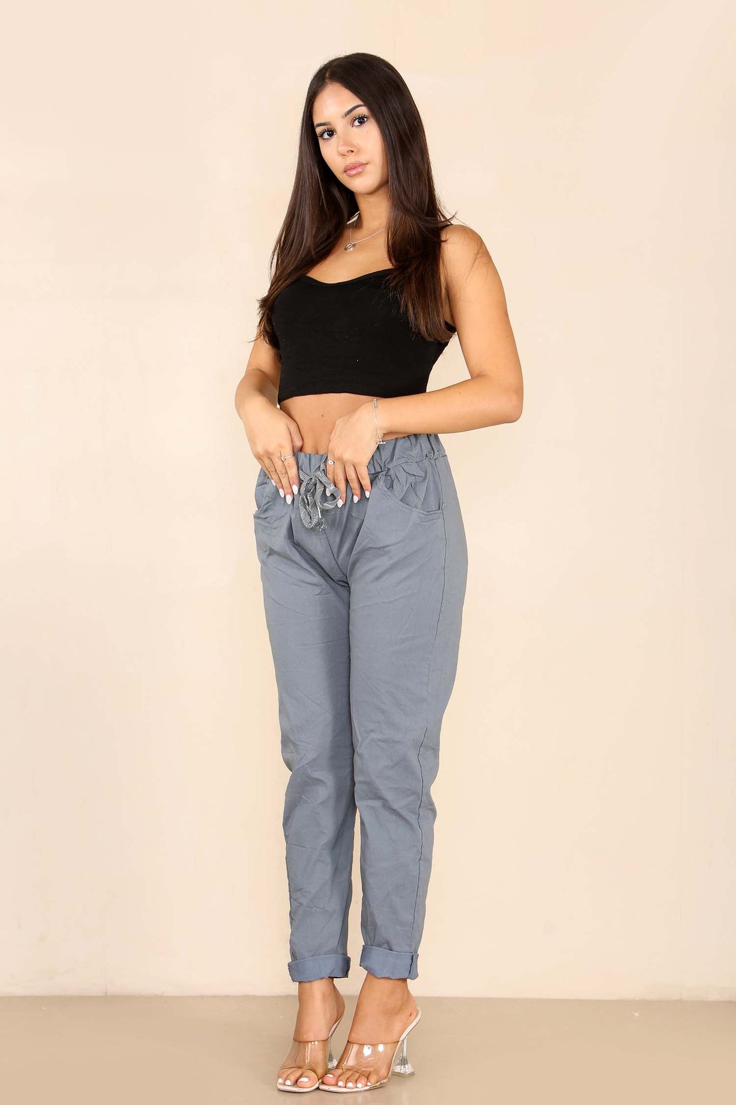 Italian Glitter Drawstring Waistband Magic Pants
