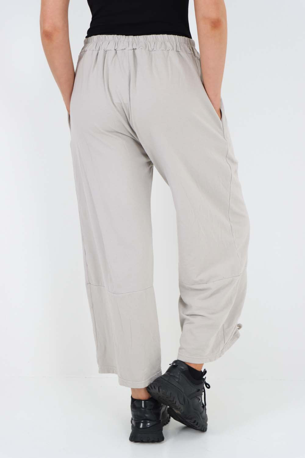 Italian Drawstring Hem Cotton Trousers With Side Pockets