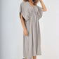 Italian Drawestring Front Flared Linen Dress