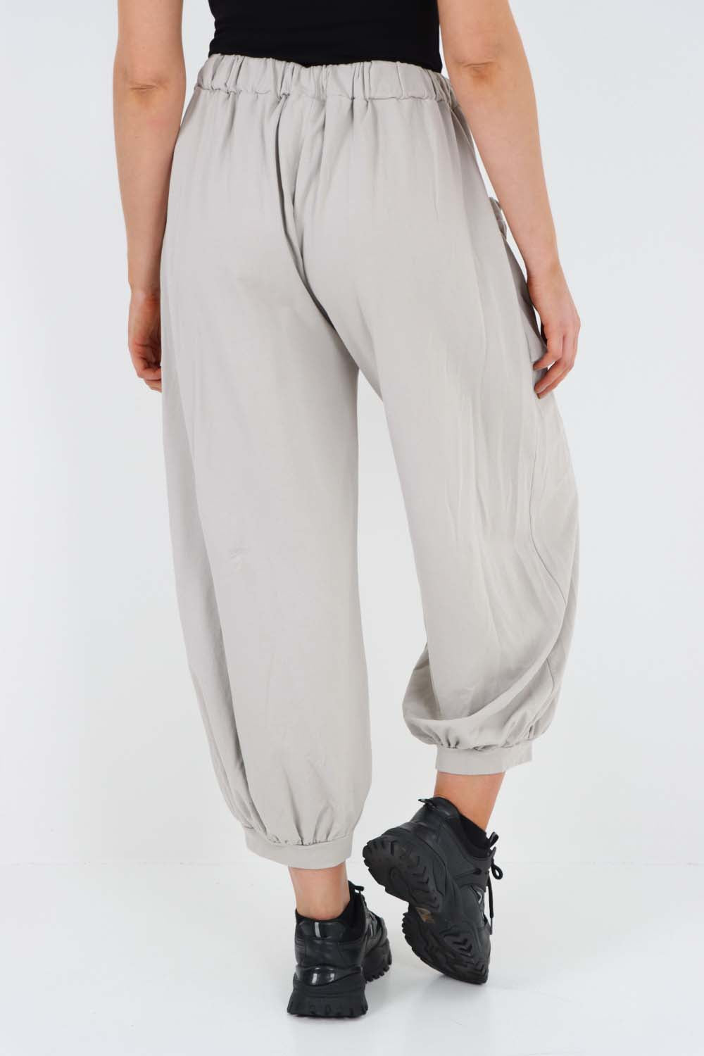 Italian Drawstring Cotton Harem Trousers With Side Pockets