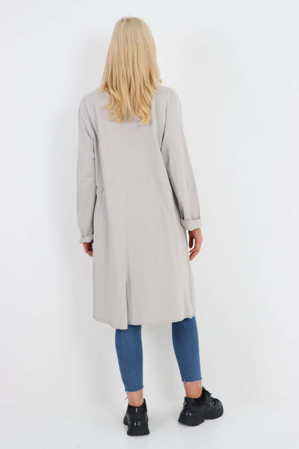 Italian Front Button Fastening Longline Cotton Cardigan