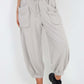 Italian Drawstring Cotton Harem Trousers With Side Pockets