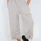 Italian Drawstring Hem Cotton Trousers With Side Pockets