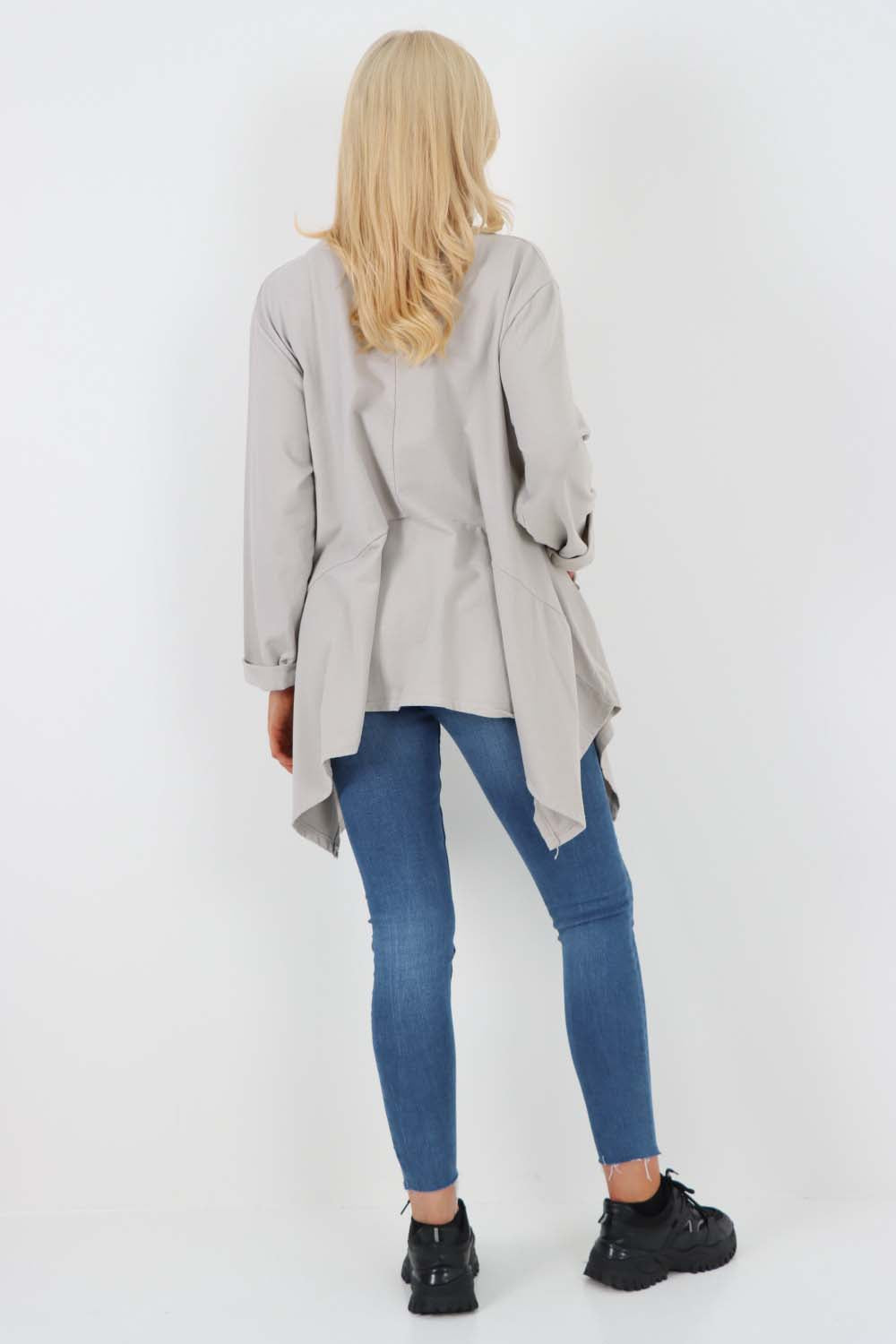 Italian Diagonal Pockets Cotton Tunic Top