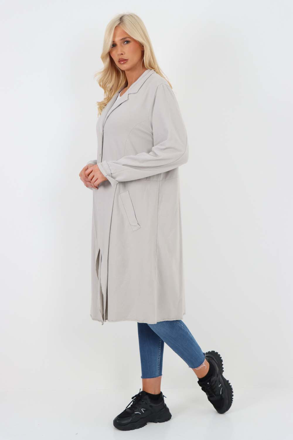 Italian Front Button Fastening Longline Cotton Cardigan
