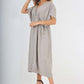 Italian Drawestring Front Flared Linen Dress