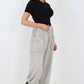 Italian Drawstring Cotton Harem Trousers With Side Pockets