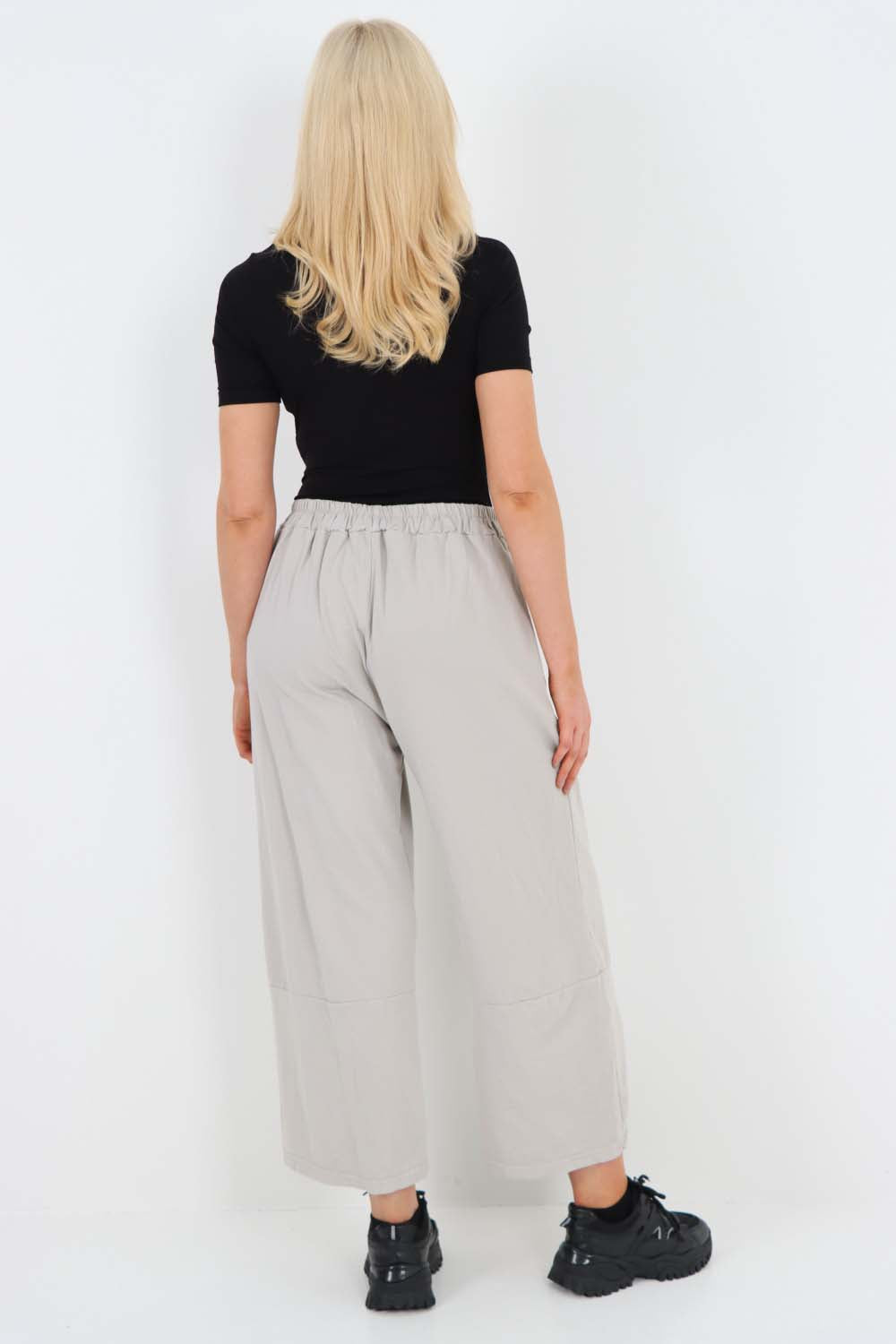 Italian Drawstring Hem Cotton Trousers With Side Pockets