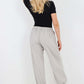 Italian Ruched Hem Cotton Trousers With Side Pockets
