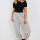 Italian Ruched Hem Cotton Trousers With Side Pockets