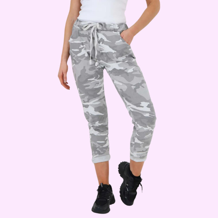 Italian Drawstring Camo Side Pockets Trousers