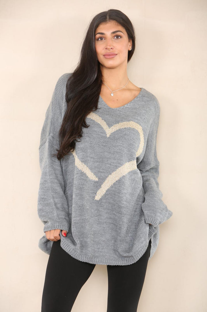 Oversized Heart Print Jumper