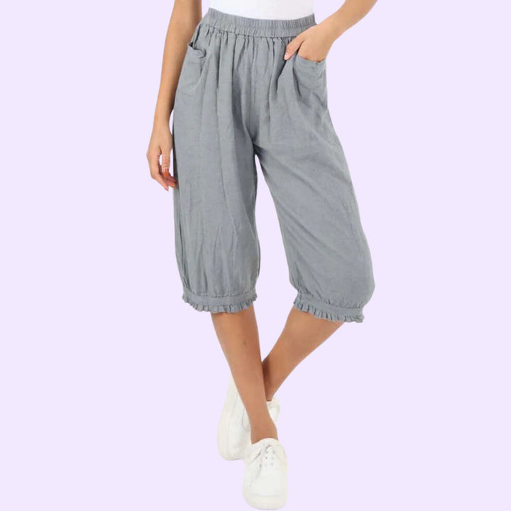 Italian Frill Hem 3/4 Linen Jogger