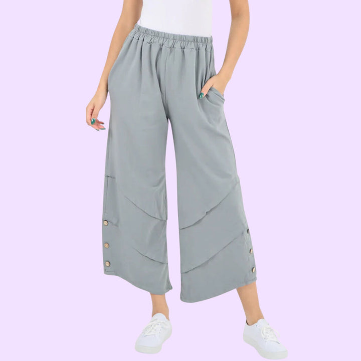 Plain Button Hem Pocket Trouser