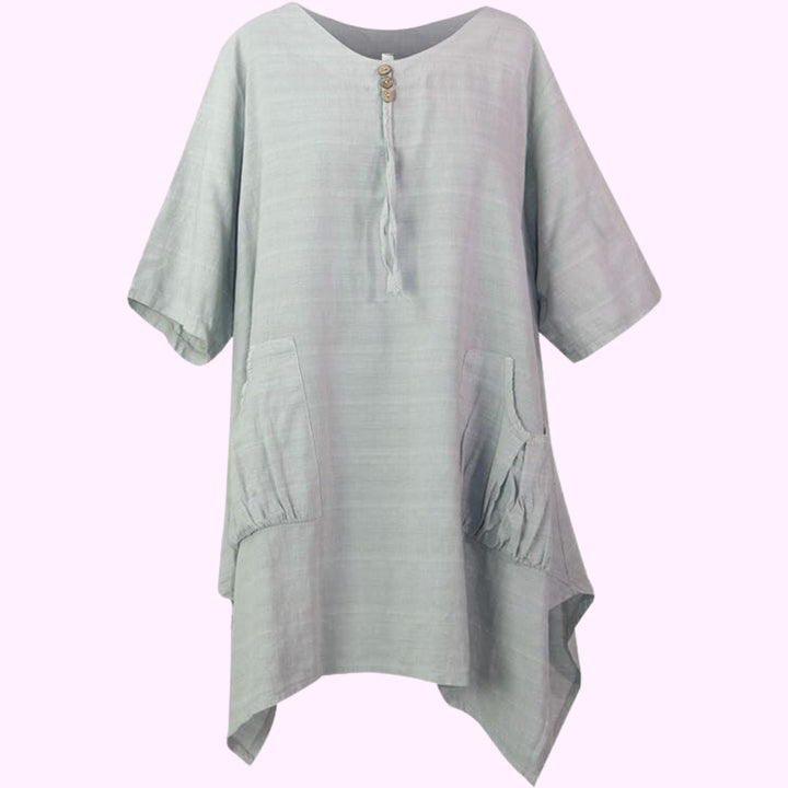 Italian 3 Button Plain Tunic Baggy Top