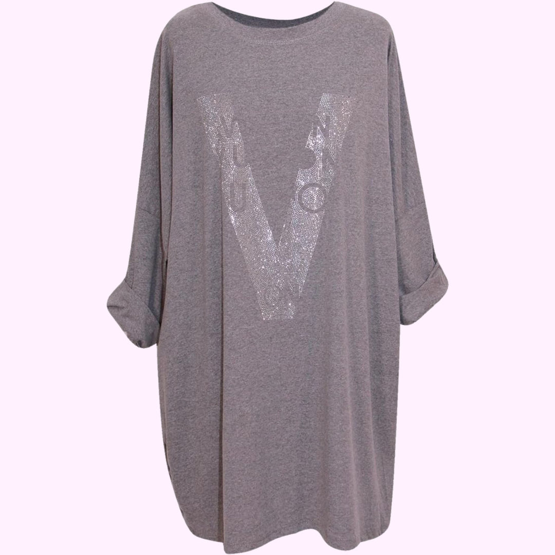 Italian Cotton Tunic Diamante Top