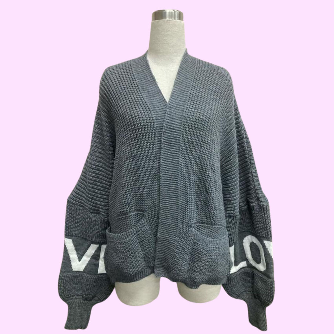 Love knitted Balloon cropped cardigan