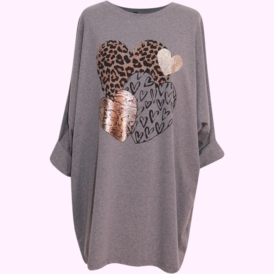 Italian Animal Heart Print Top