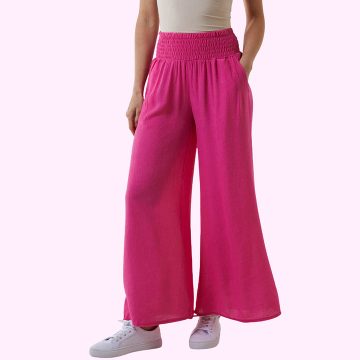 CRINKLE SHIRRED WAIST TROUSERS