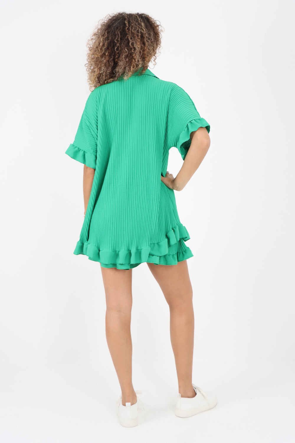 Italian Pleated Shirt & Shorts Co-Ord Set