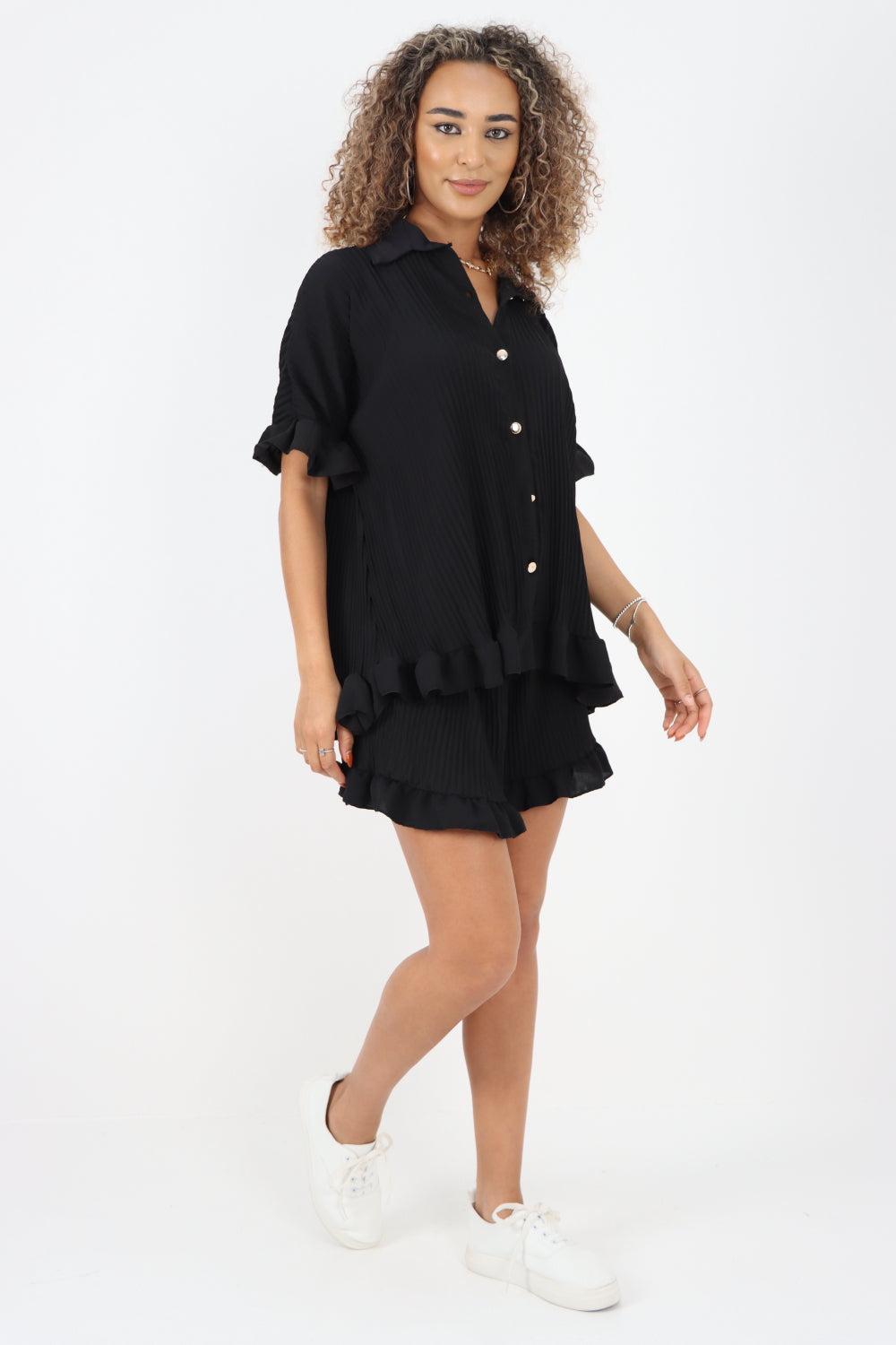 Italian Pleated Shirt & Shorts Co-Ord Set