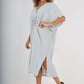 Italian Drawestring Front Side Split Linen Dress