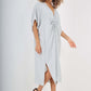 Italian Drawestring Front Side Split Linen Dress