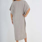 Italian Drawestring Front Side Split Linen Dress