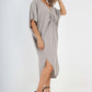 Italian Drawestring Front Side Split Linen Dress