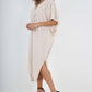 Italian Drawestring Front Side Split Linen Dress