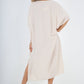 Italian Drawestring Front Side Split Linen Dress