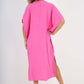 Italian Drawestring Front Side Split Linen Dress