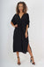 Italian Drawestring Front Side Split Linen Dress