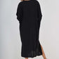 Italian Drawestring Front Side Split Linen Dress